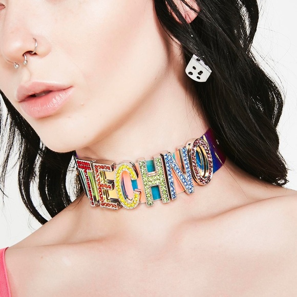 Dolls Kill Jewelry - ❌SOLD❌ Dolls Kill Holo Rainbow Techno Choker